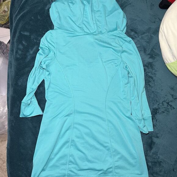 The North Face Women's Size: Small Green‎ Blue V Neck 3/4 Sleeve Hooded Pullover - Picture 2 of 6